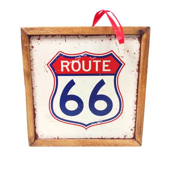 Home Decor ROUTE 66 American Classic Collection Metal Sign Decor Wood Fram - Picture 2 of 9